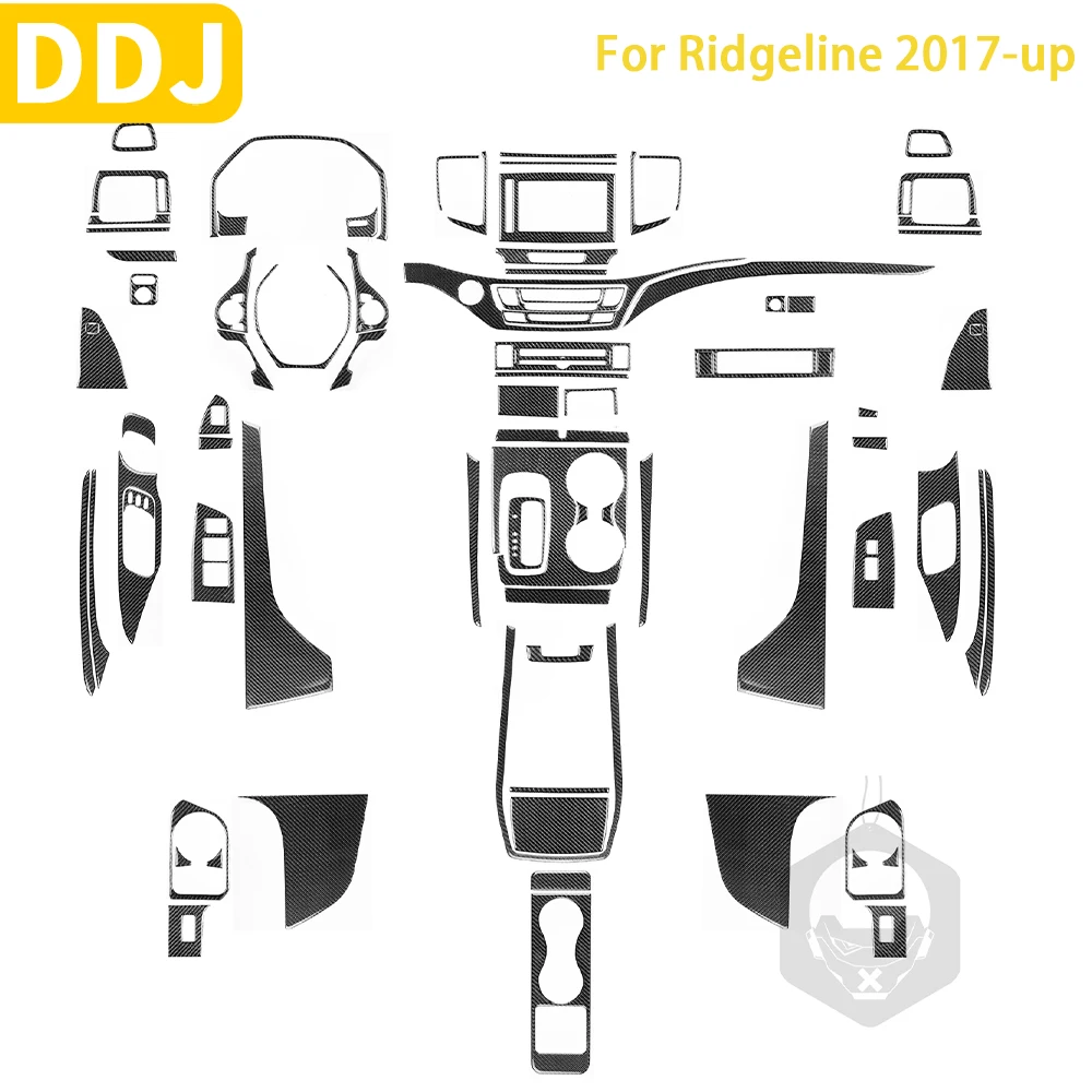 

For Honda Ridgeline 2017 2018 2019 2020-up Accessories Carbon Fiber Car Interior Gear Shift Door Panel Sticker