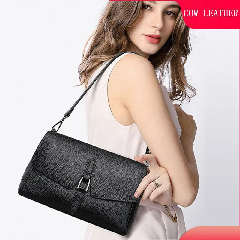 

Wholesale 2024 New Soft Cowhide Middle aged Mom Underarm Bag Simplified One Shoulder Crossbody Bag