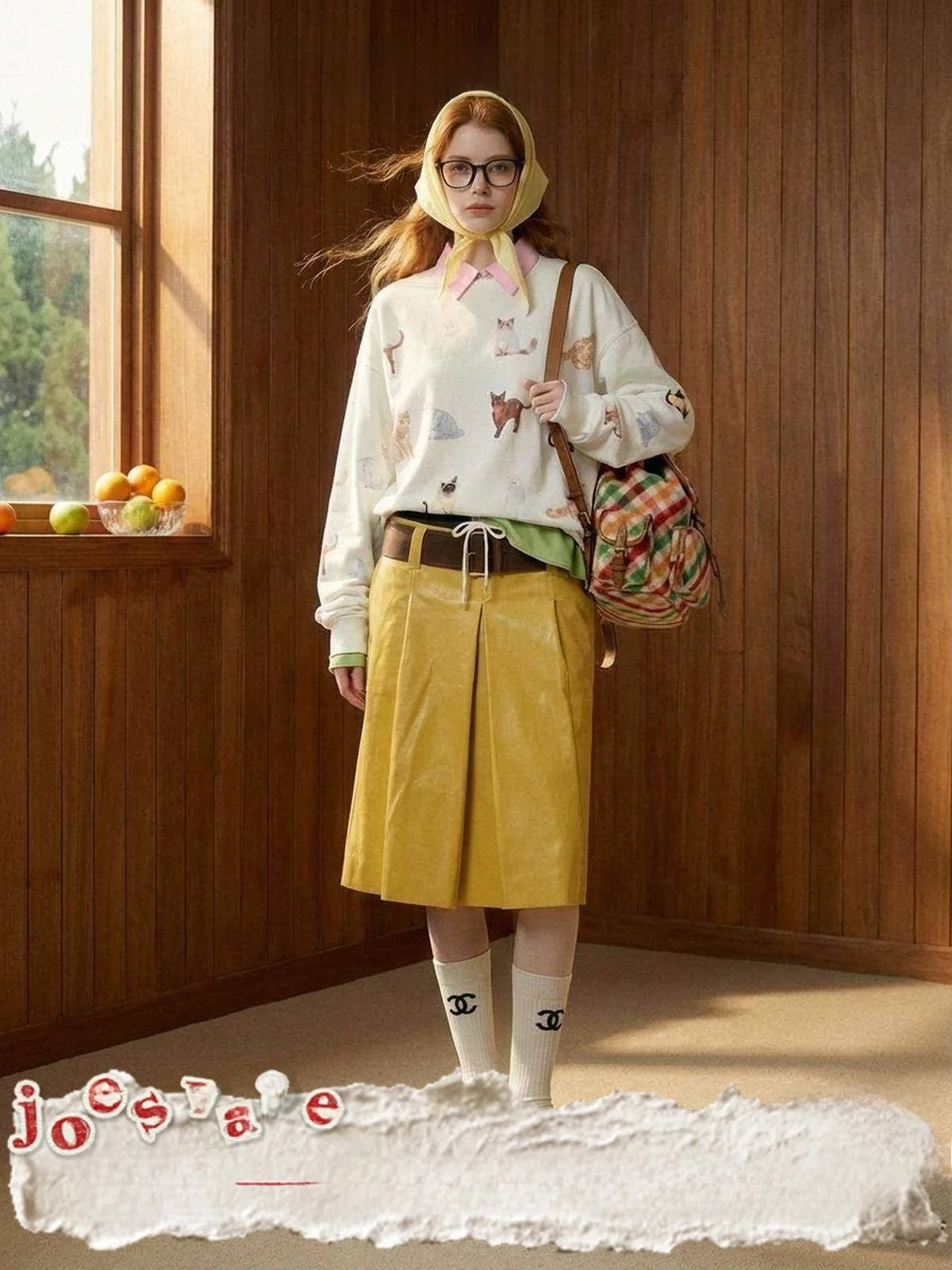 

Свободная повседневная белая футболка с длинным рукавом для женщин, новинка осени 2025, YuHuaZun × LAB Paradise Print, удобный женский топ