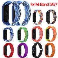 Nylon Wrist Strap For XiaoMi Mi Band 5 6 7 Adjustable Elastic Braided Wristband Replacement Bracelet Band For Mi Band 5 6 7