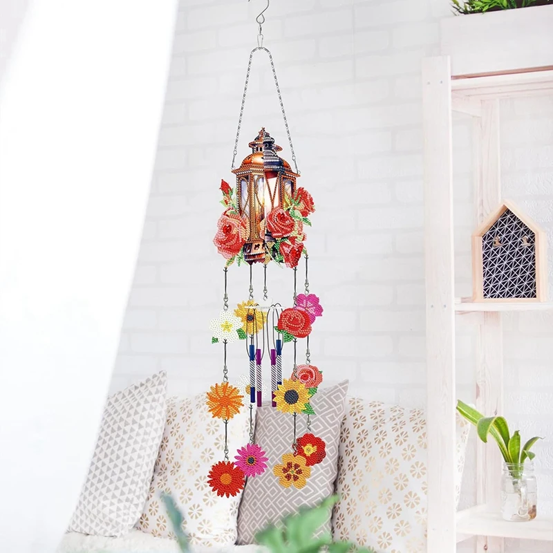 Wind Spinner DIY Diamond Art Painting Wind Chime Double Sided Hanging Ornament For Decor Wind Spinners 2 Pieces