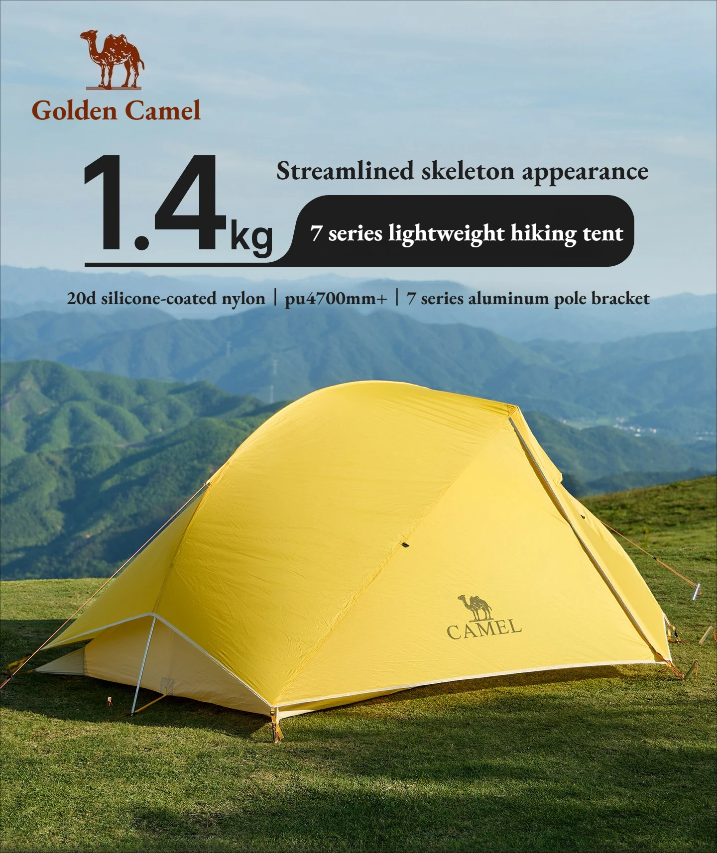Golden Camel 1-2 People Tent 20D Ultralight Travel Waterproof Hiking Survival Outdoor Camping Portable Backpacking Shelter Tent