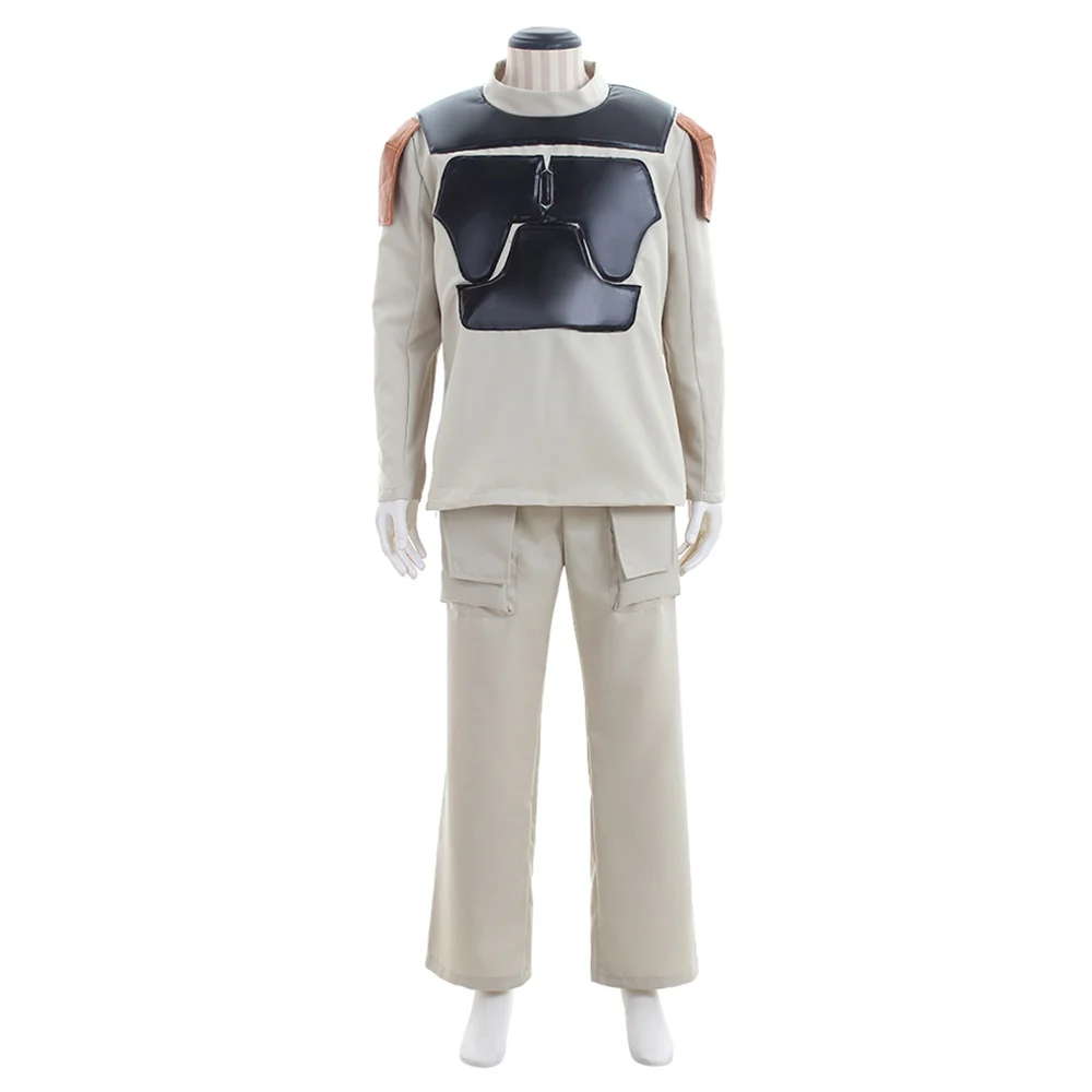 Movie Boba Fett Cosplay Costume Men Battle Uniform Top Pants with Cloak Full Set Halloween Party Carnival Outfits
