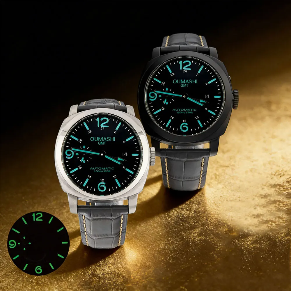 OUMASHI GMT Super Luminous Diving Automatische mechanische Uhr Herren 10ATM 1963 Seagull ST2557 Uhrwerk Kalender Mineralglas