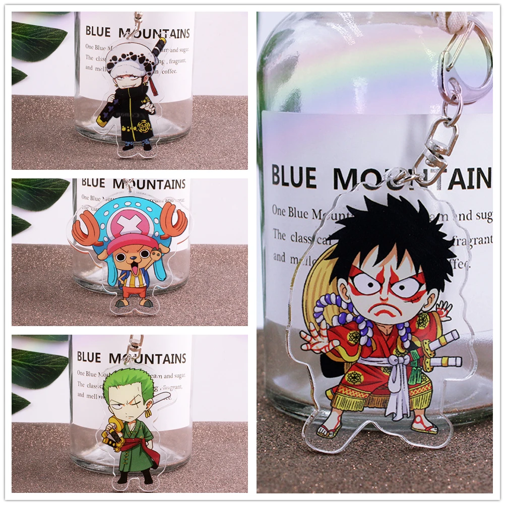 6CM Acrylic Key Chains Anime ONE PIECE Luffy Ace Zoro Nami Chopper Sanji Robin Usopp Keychain Accessories Cosplay Cartoon Badge