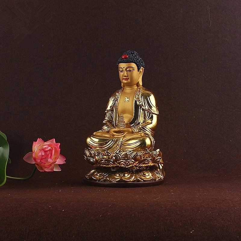 

25.5cm Gold Plated Big Medicine Guanyin Buddha Statue,Pharmacist Resin Sweeping Demon Lotus Base Mascot Home Putting Decoration