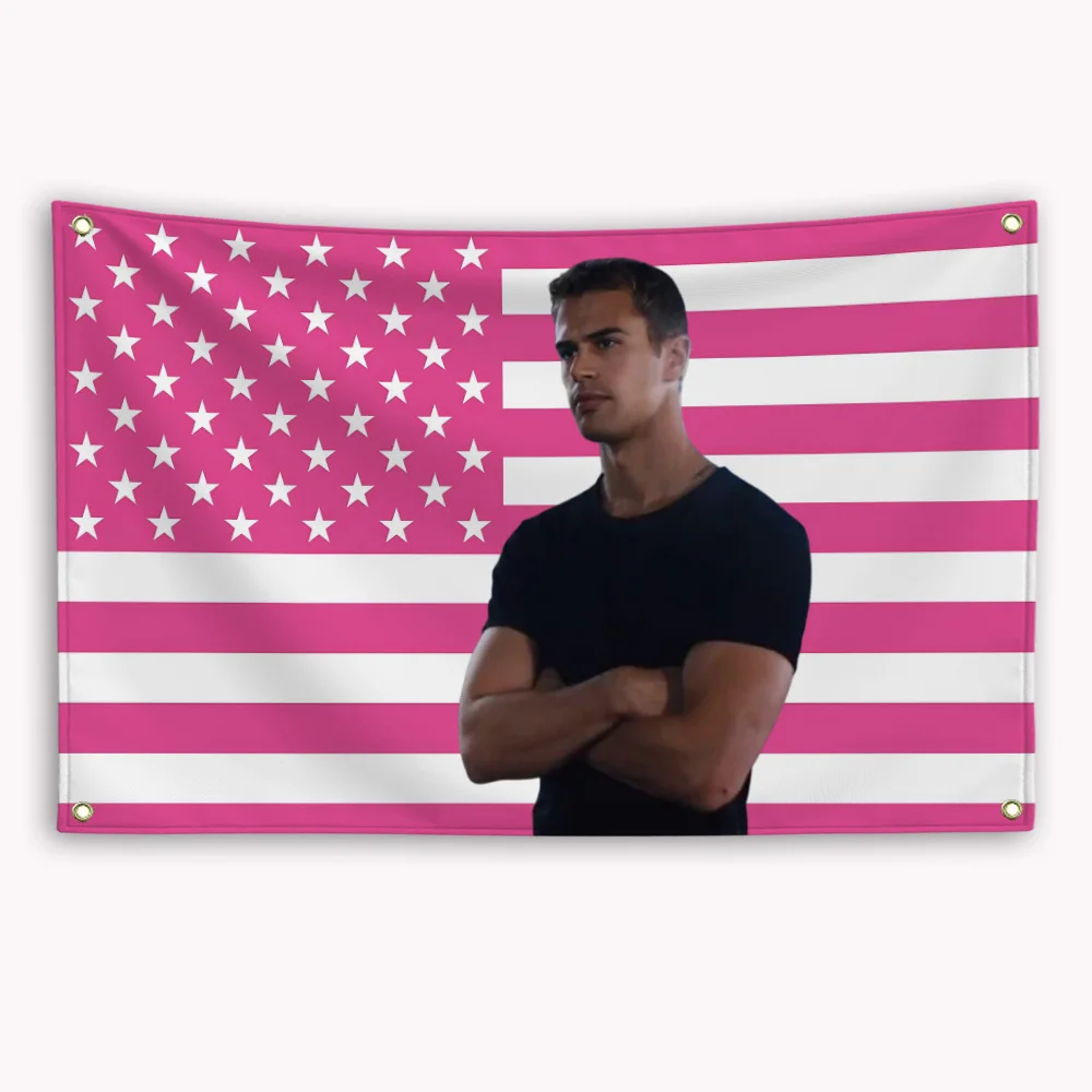 Theo James American Flag Banner Outdoor Decor Advertising Custom Flags for Bedrooms Garage Decoration Tapestry Barber Shop Flaga