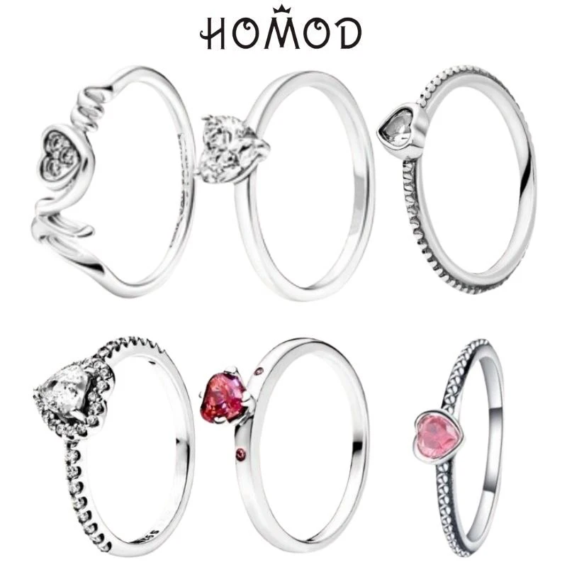 HOMOD 2022 Newest Sparkling Cubic Zirconia Clear Pave Heart Ring For Mom Mother's Day Women Finger Jewelry Gifts