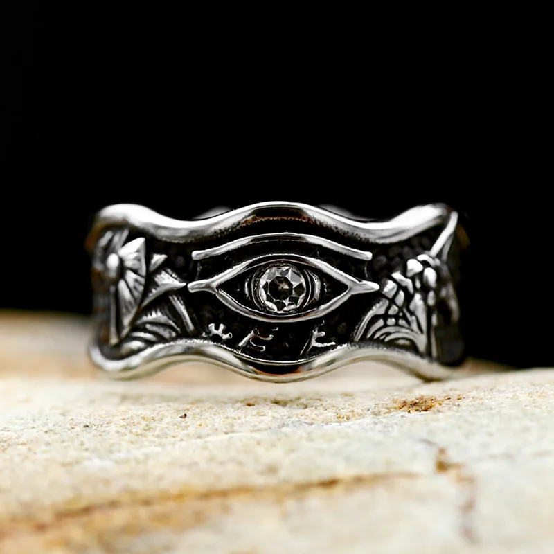 BEIER 2024 New Arrival Stainless Steel Egyptian Anubis Ring Eye of Horus Ring With White Zircon  Ethnic Fashion Jewelry  For Men