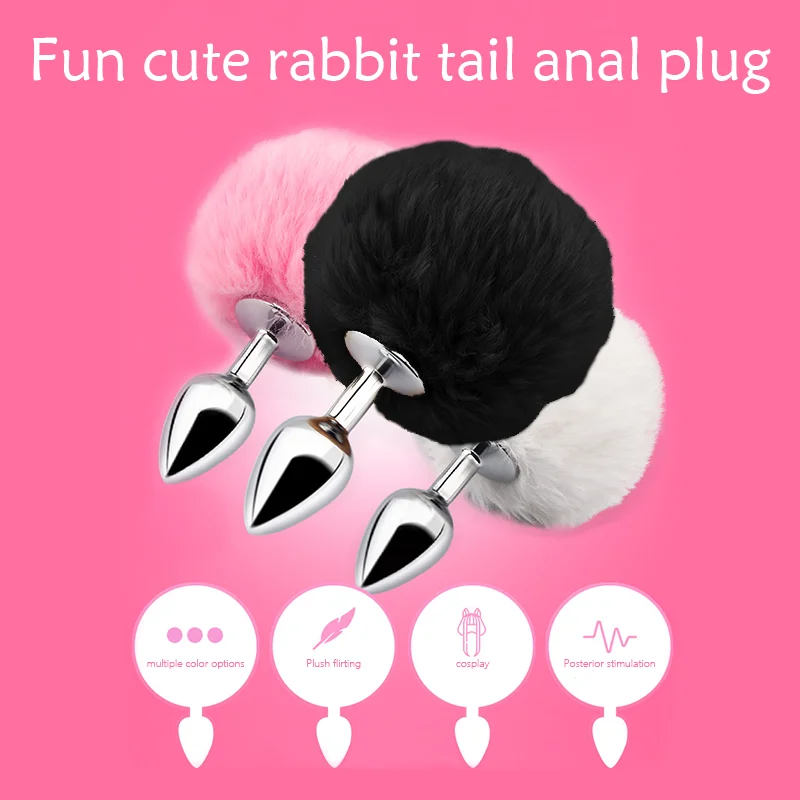 Mini Bunny Tail Butt Plug Cosplay Anal Beads Metal Butt Plug Dildo BDSM Beginner Anal Plug Massage Balls Sex Toys for Men Women