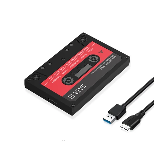 노트북 PC용 SATA HDD 인클로저, 노트북 SSD 변환 박스, 레트로 카세트 하드 드라이브 디스크 외장 케이스, 2.5 인치, 6Gbps, 6TB, USB3.0 