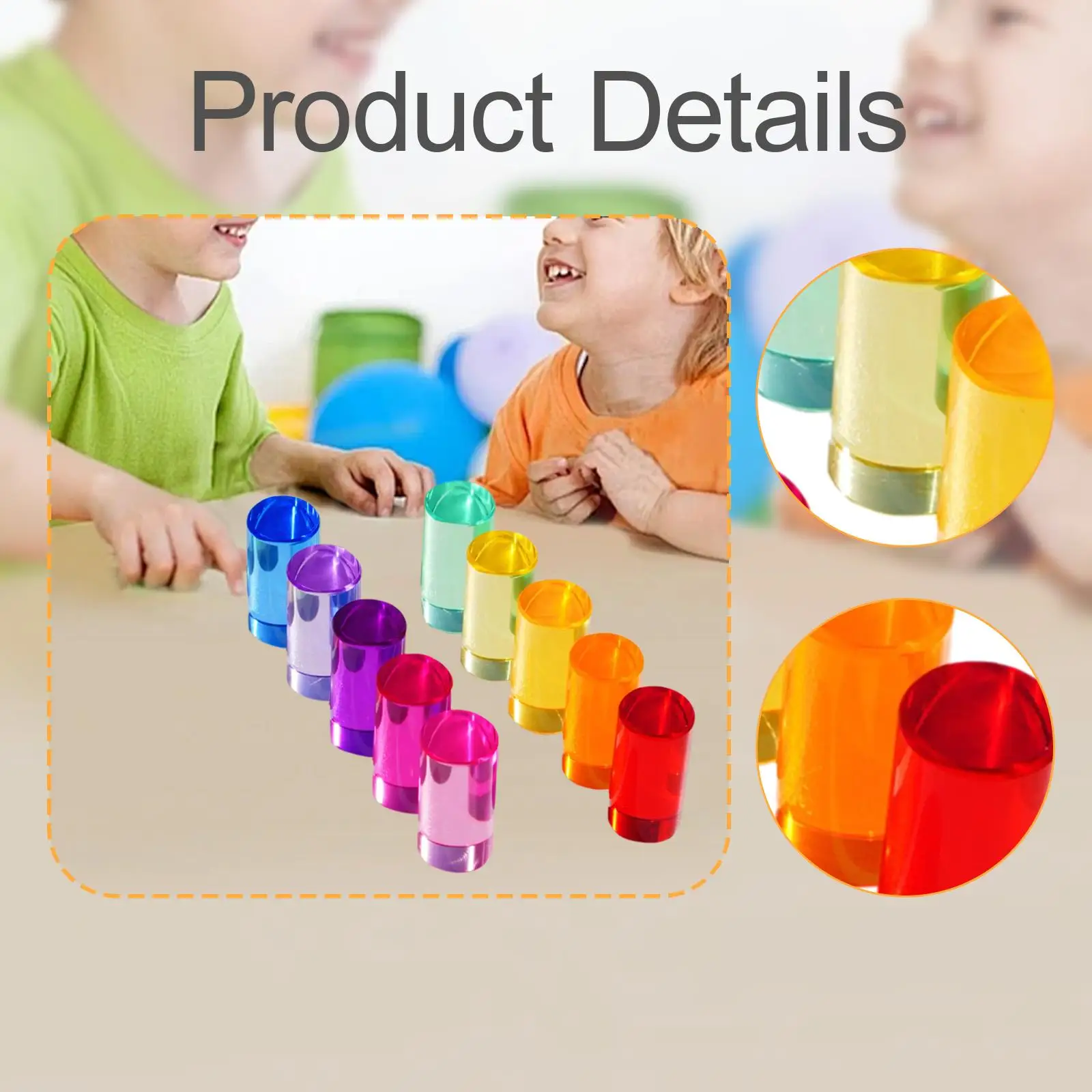 Conjunto de blocos de construção de arco-íris, cilindros acrílicos de construção de arco-íris criativos coloridos para idades de 3 a 6 anos, crianças pré-escolares, meninos e meninas, presente