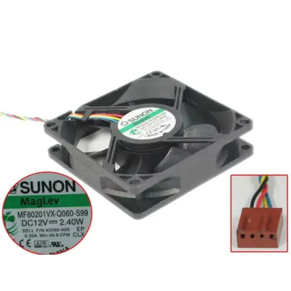 

Вентилятор охлаждения SUNON MF80201VX-Q060-S99, DC 12В, 2.40Вт, 80x80x20мм, 4-проводной