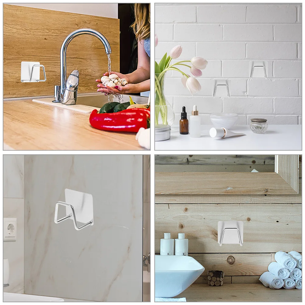 

6Pcs Stainless Steel Sponge Holders Wall Mount Kitchen Sink Storage Rack Punch Free Simple Structure Sponge Soap Holder