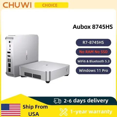 CHUWI Mini PC AuBox AMD Ryzen7 8745HS  With Oculink DDR5 No RAM No ROM No OS WiFi6 BT5.2 2.5G LAN Support Quad DisplaysUp to 4K Desktop Gaming Computer Mini PC