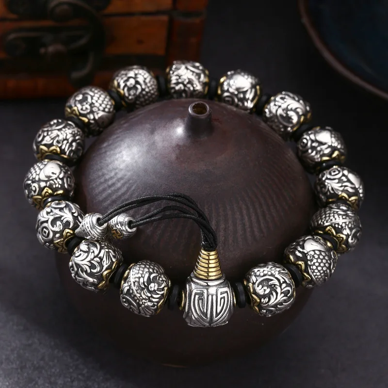 925 Sterling , Style Koi Fish Bracelet, Thai Silver Vintage Jewelry