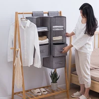 Cotton Linen Hanging Storage Bag Drawer Style Wardrobe Organizer Box Clothes Organizer Holder Collapsible Hanging Storage Shelve - Image 2