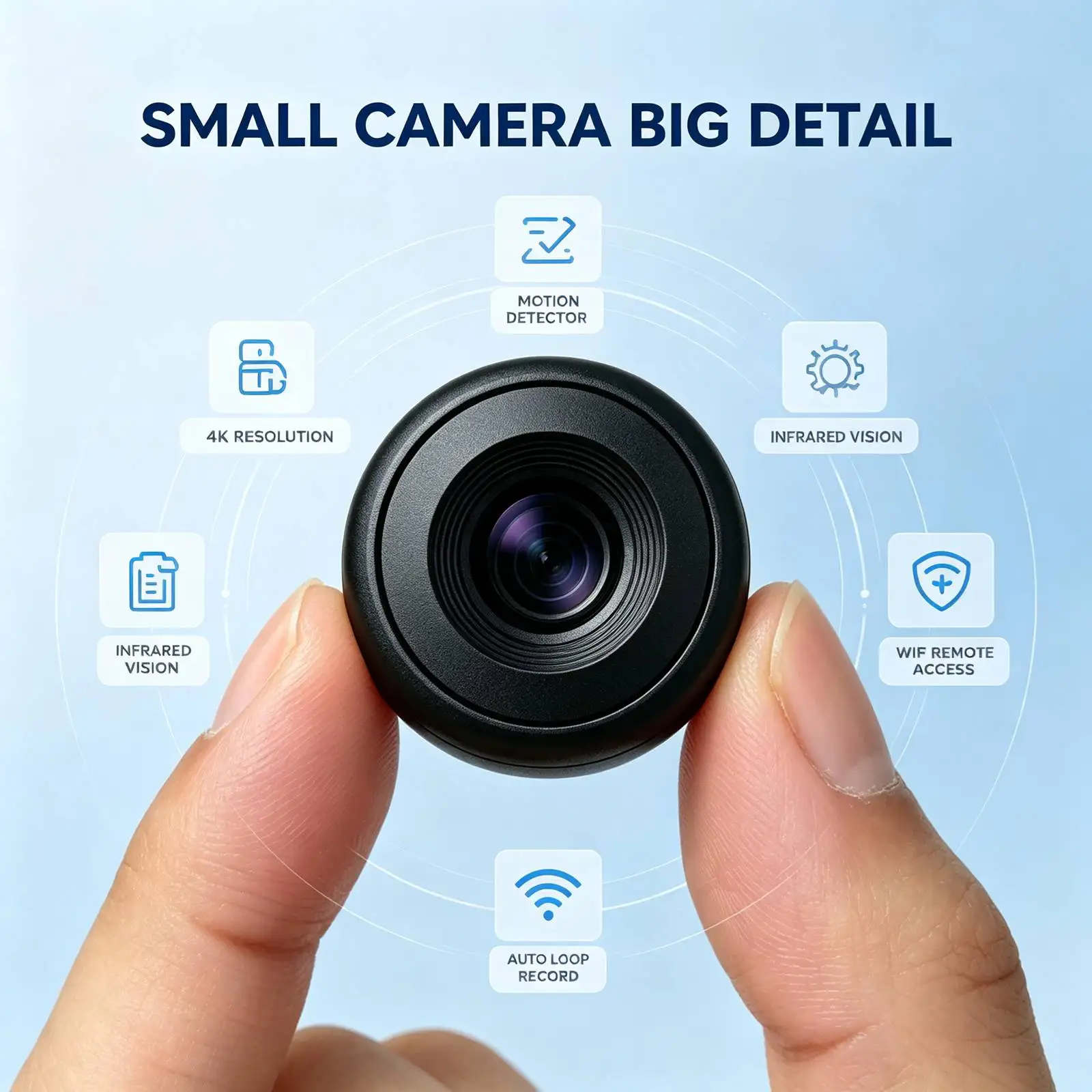T3 Mini WiFi  Camera, 4K HD Small Nanny Cam with Infrared Night Vision, Smart Motion Detection Alert Push, Two‑Way Audio Intercom, Remote Phone Live View & Video Playback, TF Card & Cloud Storage, Multi‑User Sharing, Wireless Tiny Portable Surveillance Ca