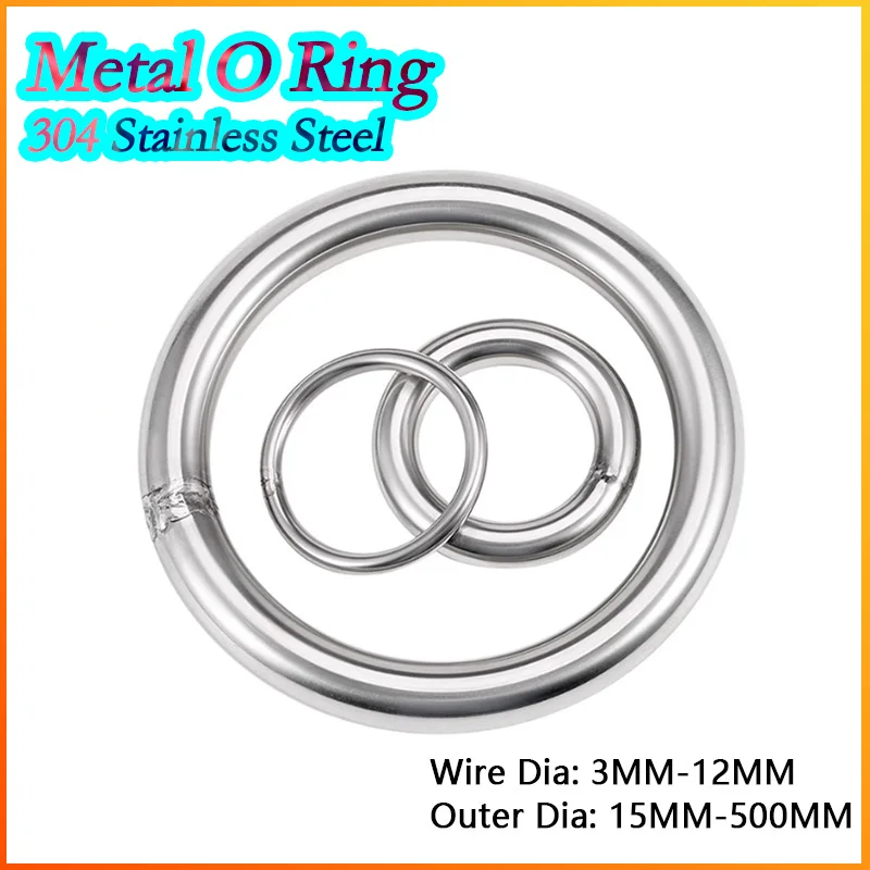 1~10pcs 304 Stainless Steel O Ring 15-500mm OD Welded for Bag Straps Belt Loop Hardware Various Thickness Options Available