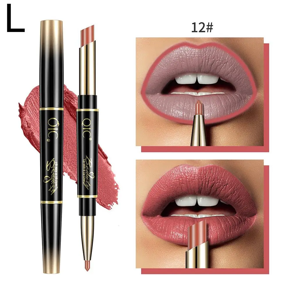 Rossetto 2 in 1 Matita labbra opaca altamente pigmentata Stick duraturo impermeabile Labbra lunghe non per trucco U9f0