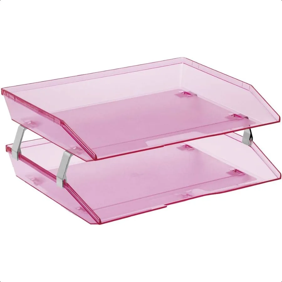 

Acrimet Facility 2-х уровневый лоток для писем с боковой нагрузкой Размер буквы А4 Настольный органайзер для файлов Пластиковый прозрачный розовый цвет