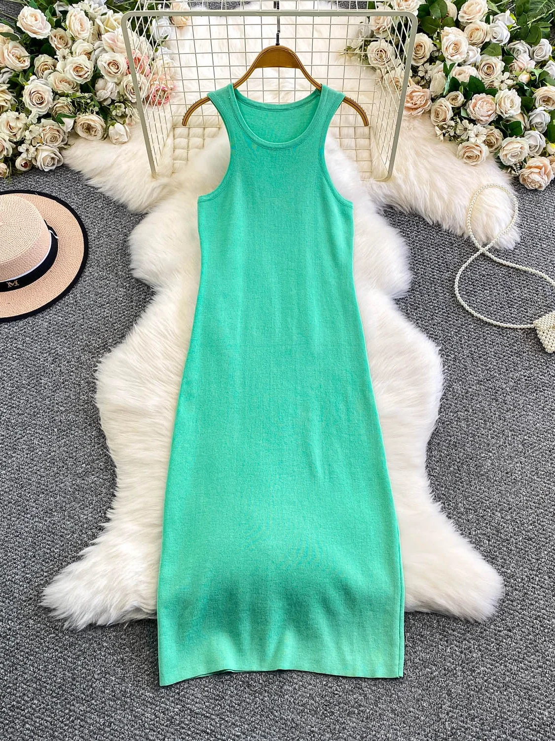 Casual redondo Ne Svel malha Dr feminino outono inverno cintura alta linha A camada base Dr Faionable Versátil Cit...