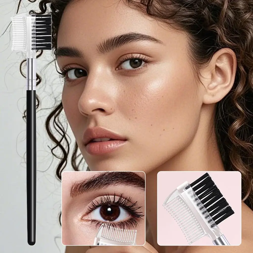 Peigne à sourcils à double tête, brosse de maquillage, outil de beauté, peigne professionnel pour cils et sourcils, brosse double face crée des cils et des sourcils grillés