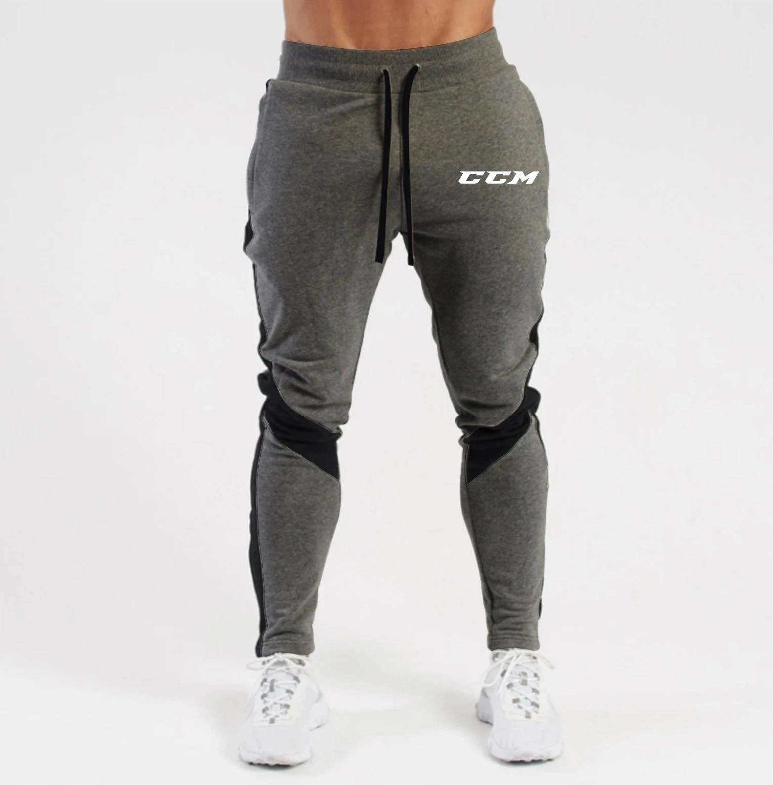 Autumn Fleece Straight Trousers Men Fitness Jogging Sweatpants Winter Warm Casual Pant CCM Solid Drawstring Bottoms