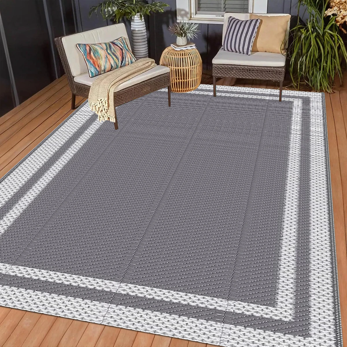 

152*244cm Outdoor Mats Waterproof Reversible Plastic Straw Patio Rugs PP Material Pipe Woven Carpets Picnic Mat