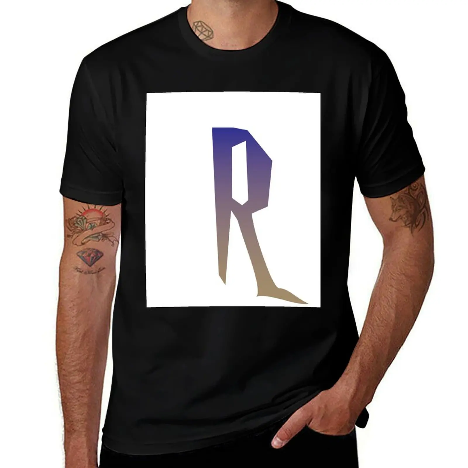 

R with a Gradient T-Shirt cotton t shirt man funny t shirts man t shirts designer T-shirt
