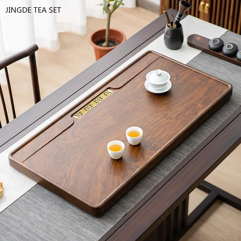 

Household Solid Wood Tea Tray Light Luxury Office Tea Table Rectangular Wooden Tray Drainage Type Trays Tea Ceremony Supplies