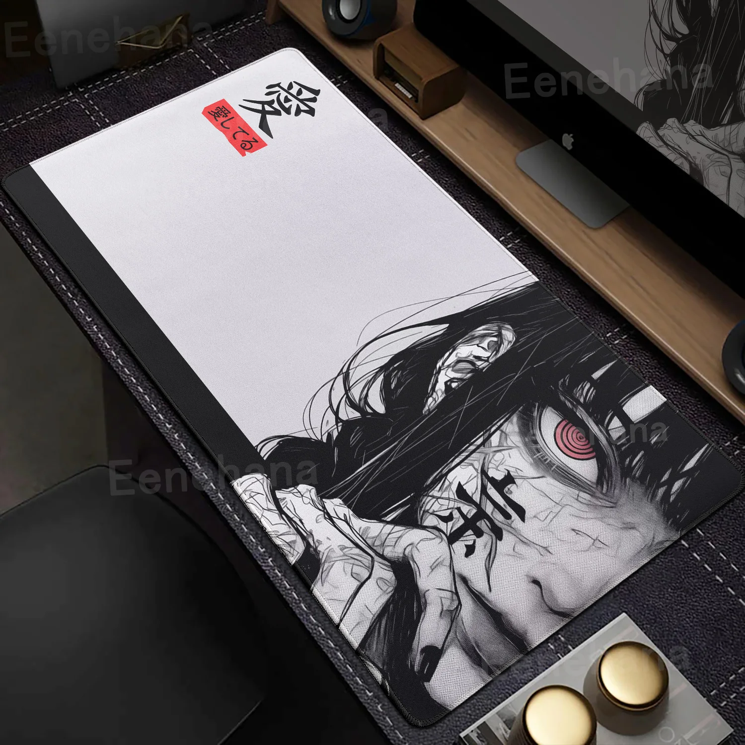 Art Makima 만화 흑백 마우스 패드 어두운 소녀 게이머 컴퓨터 액세서리 한자 사랑 키보드 노트북 책상 매트