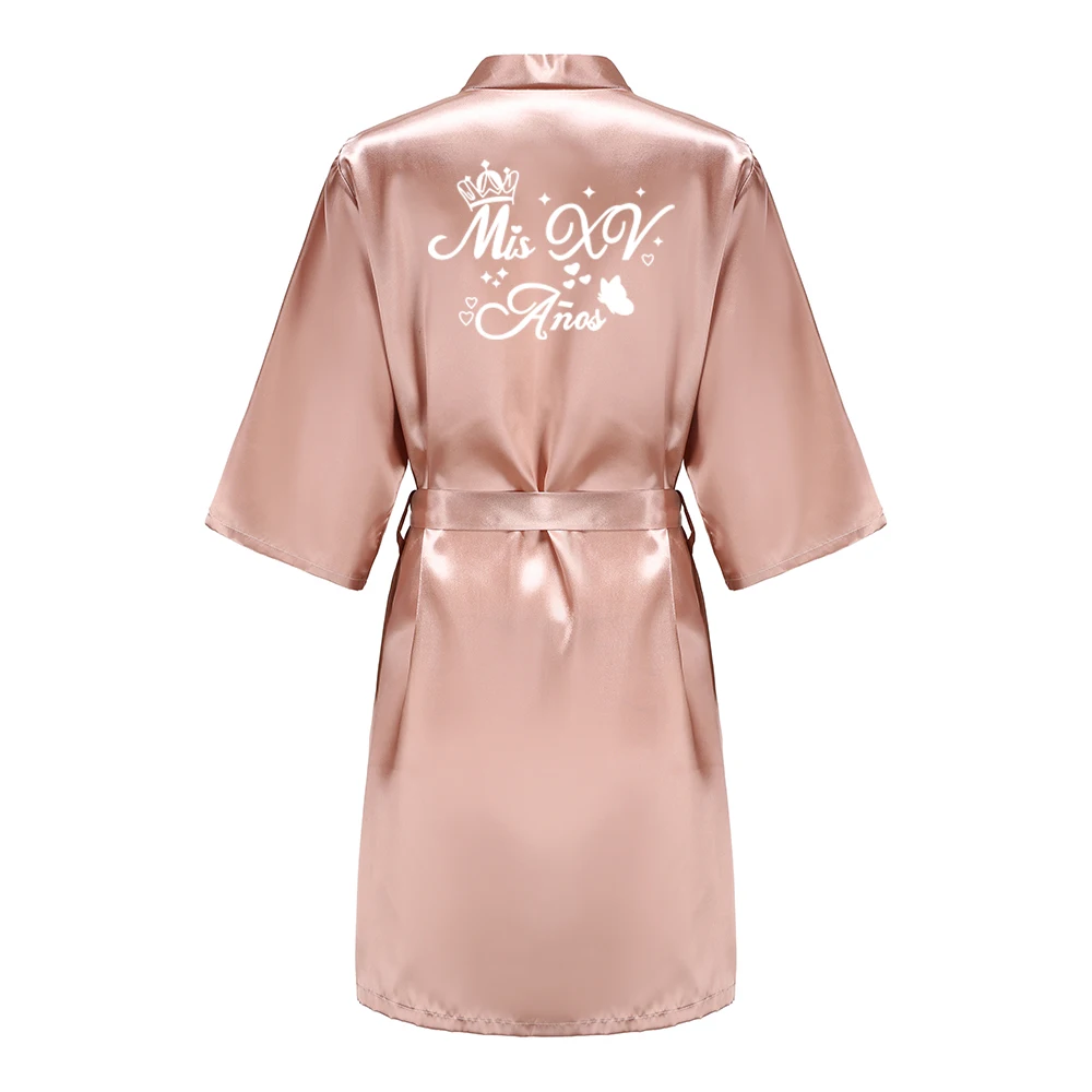 เจ้าหญิงหวาน 15 ปีสาววันเกิด Party Robes Quinceanera Robe Mis XV เสื้อคลุมอาบน้ํา Silkly Nightgown