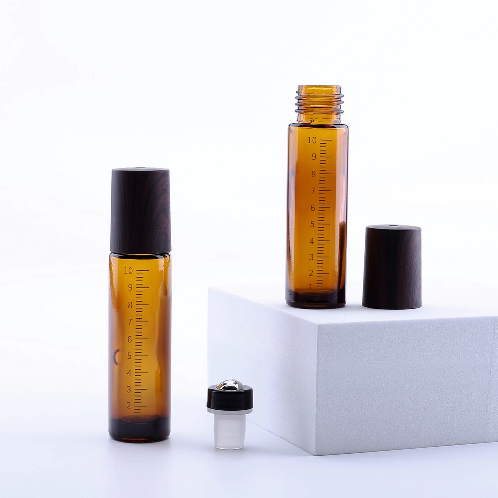 

200pcs 10ml Amber Roll On Perfume Bottle With Scale, 10cc Amber Essential Oil Rollon Bottle, Small Glass Roller Container