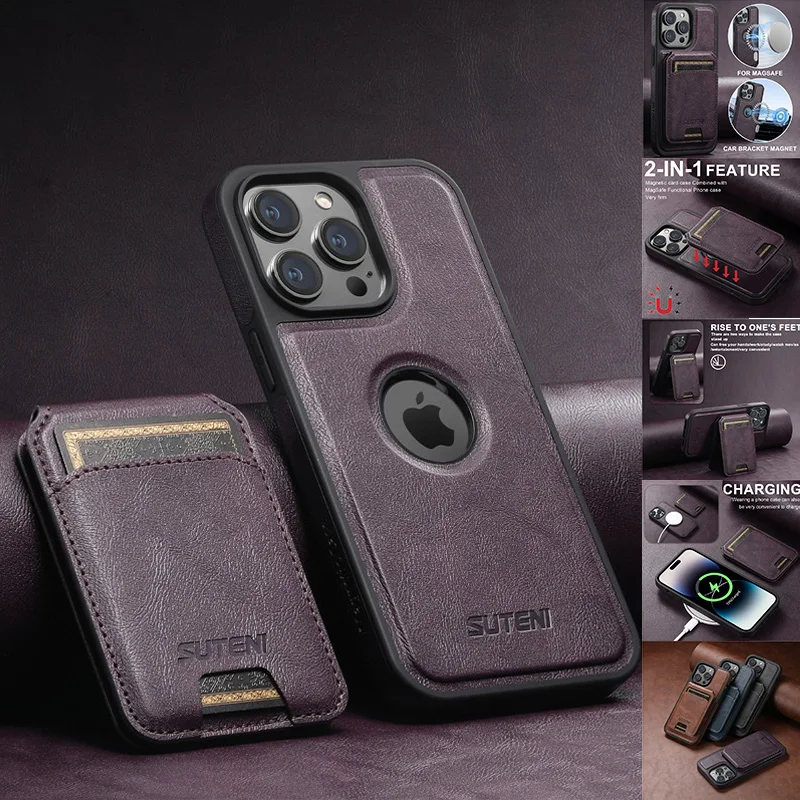 

2 in 1 detachable With Magsafe Wireless Charging Wallet Leather Phone Case For iPhone 15 16 Pro Max 14 13 12Pro Magnetic Cover