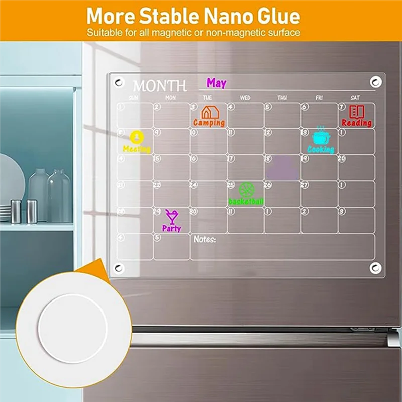Магнитный блокнот-календарь, акриловый еженедельный ежемесячный планировщик еды, стираемая доска, еженедельный календарь, доска объявлений на холодильник, прочный