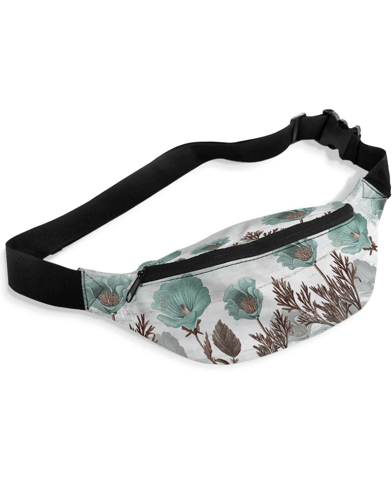 Rustic Vintage Floral Plant Abstract Men Women Waist Bag Fanny Pack Purse Phone Belt Bag Wallet Pouch Waterproof Banana Hip Bags