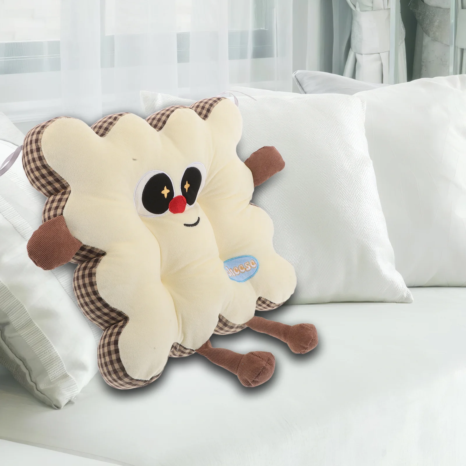 

Biscuit Cushion Cartoon Seat Cushion Soft Comfy Core Non-Slip Base Multifunctional Chair Pad for Home Office Gaming Meditation