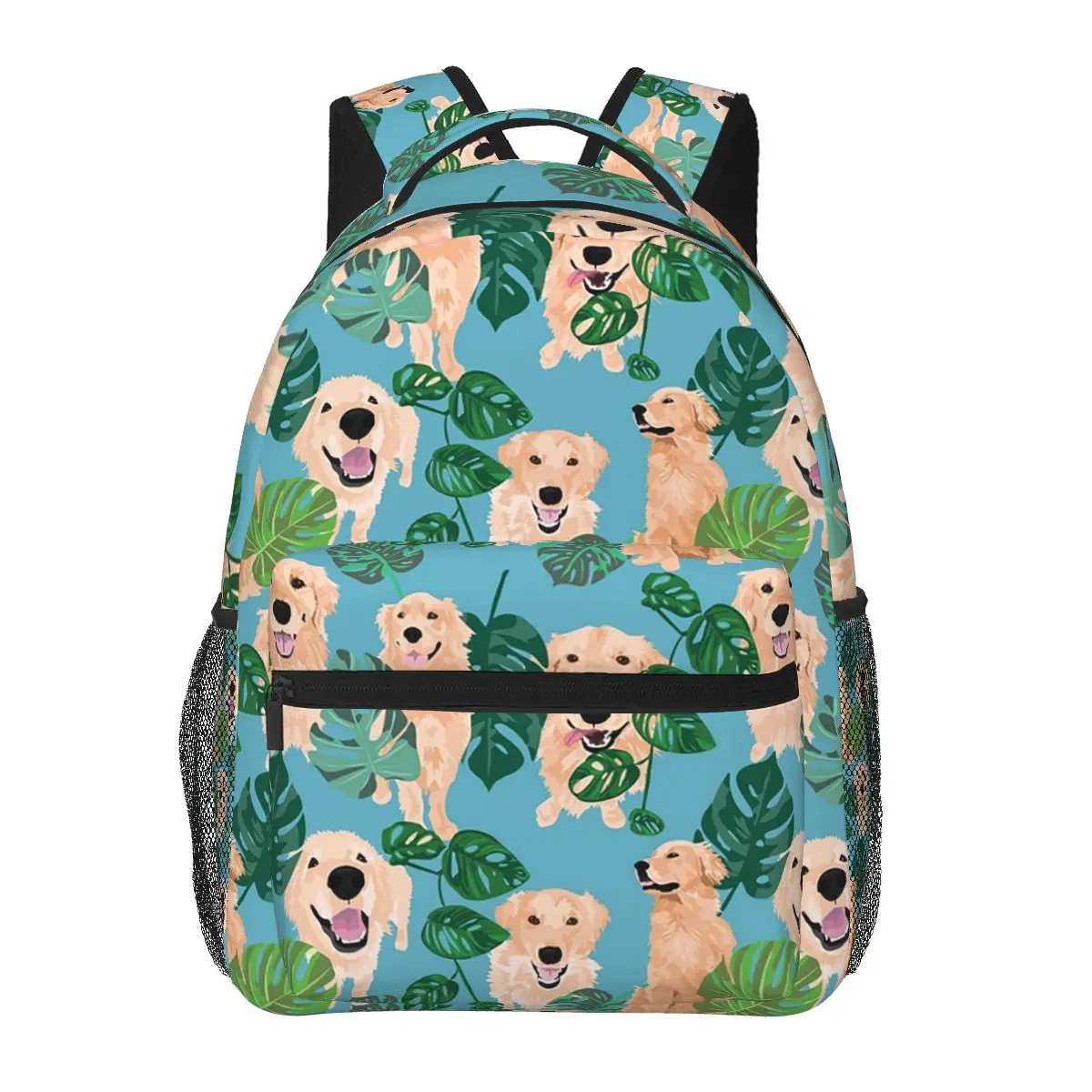 Golden Labrador Retriever Dog Tropical Backpacks Boys Girls Bookbag Children School Bags Cartoon Kids Rucksack Shoulder Bag