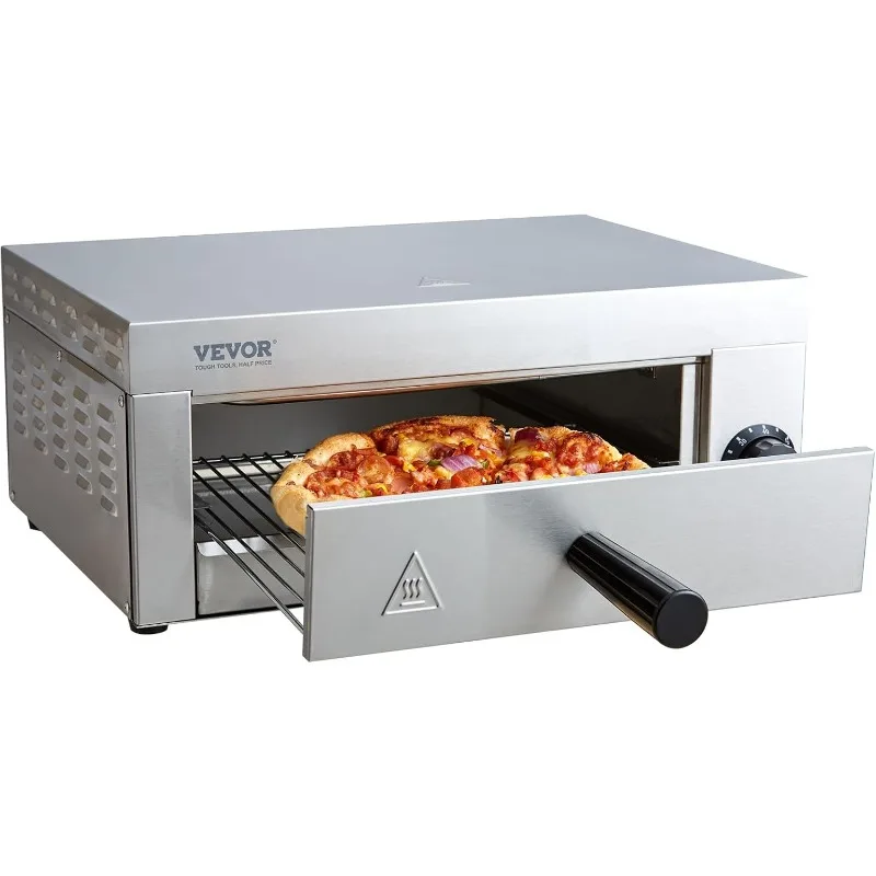 Elektrische Arbeits platte Pizza ofen 12-Zoll, 0-60 Minuten Timer, Edelstahl Pizza bäcker mit abnehmbarer Krümel schale, etl zertifiziert