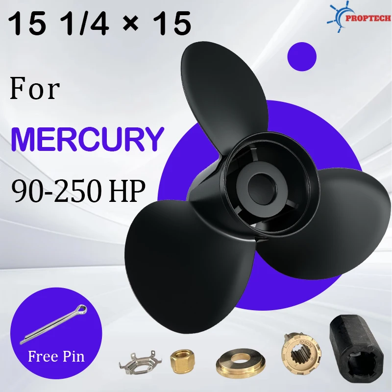 15 1/4 * 15 For Mercury 48-78116A45 90-250hp Marine Propeller Outboard Aluminum Alloy Screw 3 Blade 15 Spline Boat Part