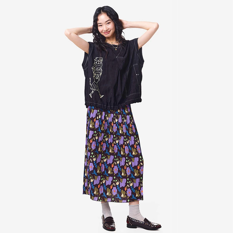 MOVEUP Round Neck Sleeveless T-Shirt 2026 Summer New Contrasting Line Character Embroidery Pocket Office Top For Women 3ELX20415