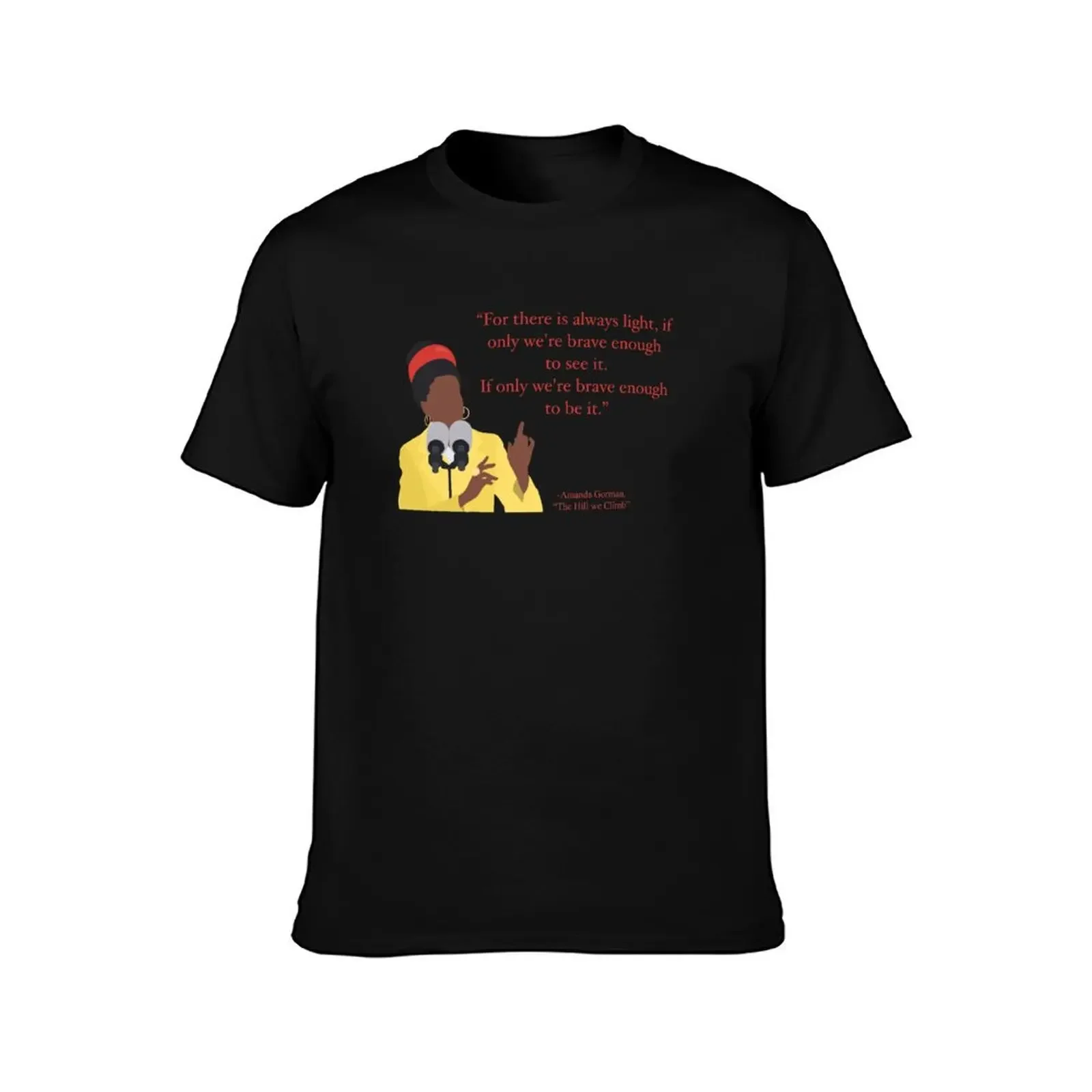 Amanda Gorman “The Hill We Climb” Illustrated Quote Red T-Shirt rapper graphic tees Clothing tee shirts for men