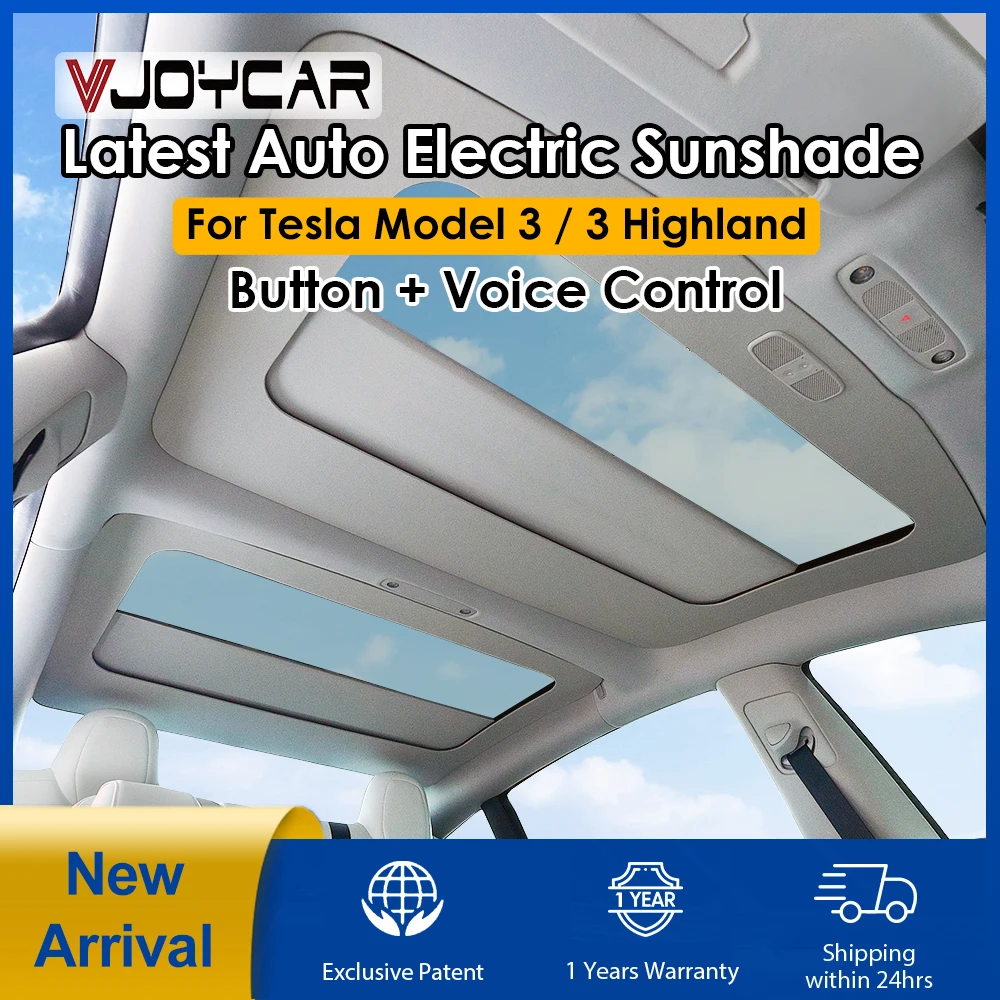 Electric Sunshade For Tesla Model 3 New 3 Highland Sunroof Shade EN Korean Voice Control Button Control Summer UV Protection