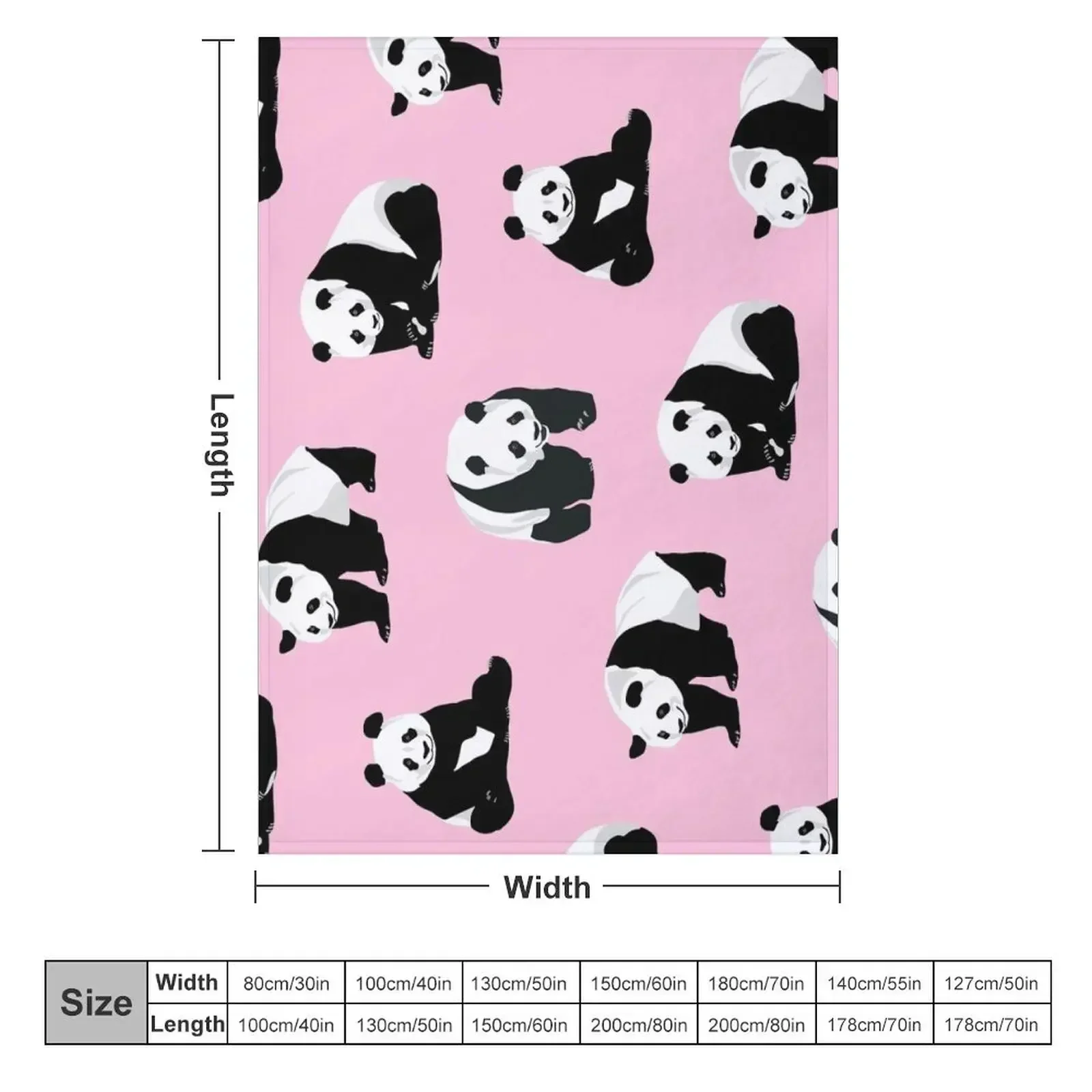 Multiple Pandas on Pink Background Throw Blanket couch cozy soft plush fuzzy picnic outdoor blanket