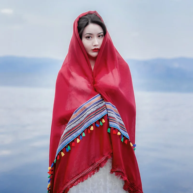 

2018 Fashion Women Travel Plain Tassel Scarf Shawsl Cotton Long Bohemia Head Scarves Wrap 2 Color 10PCS/lot Free Shipping