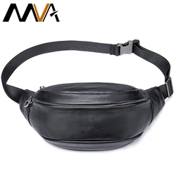 MVA Waist Pack Male Fanny Pack Casual Genuine Leather Waist Bag Men Belt Bags For Mobile Phone Fashion Shoulder Bag Husband