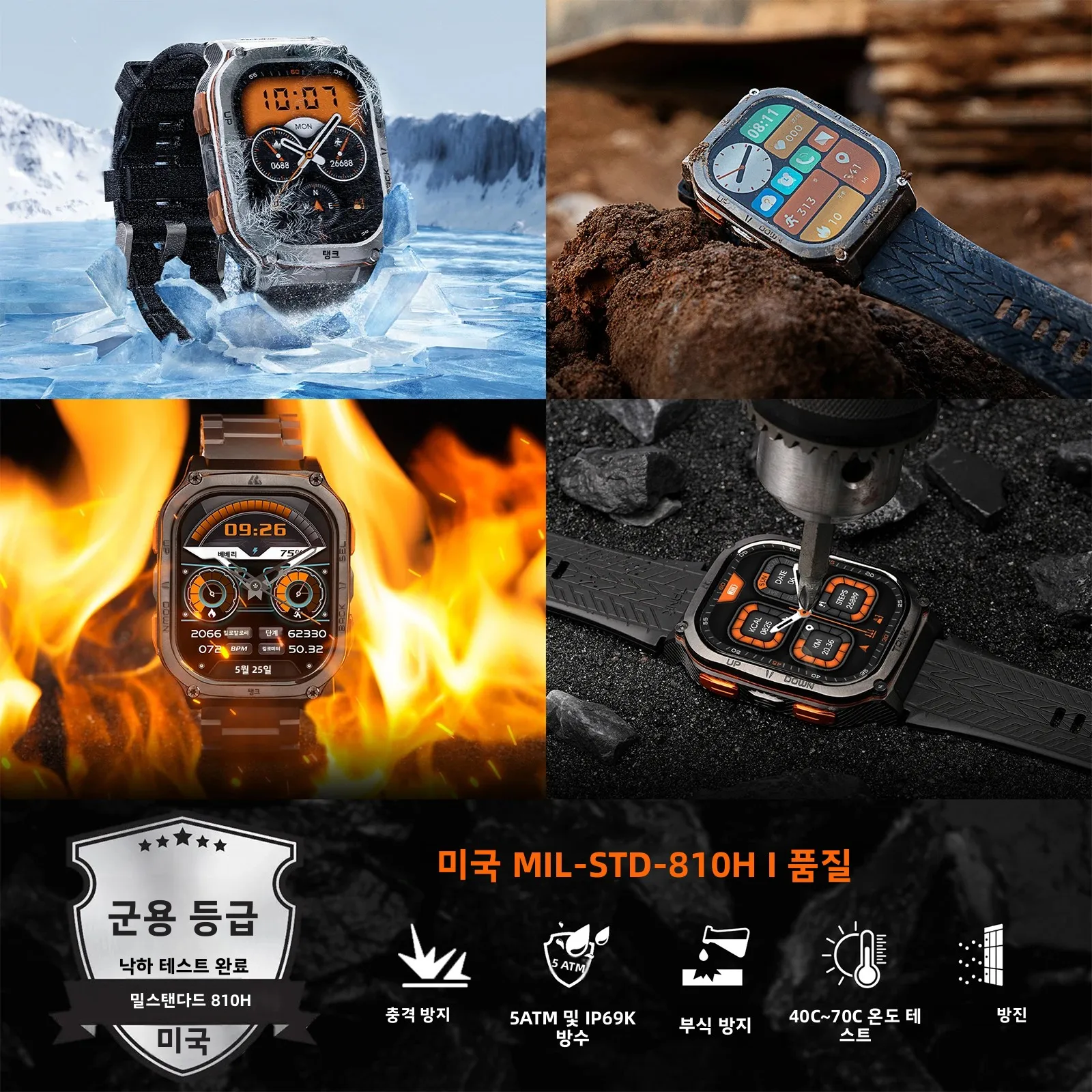 KOSPET TANK M3 Ultra GPS Smart Watch Stainless Steel 1.96inch 480mAh 50M IP69K Waterproof 24/7 Health Monitor for Android iOS