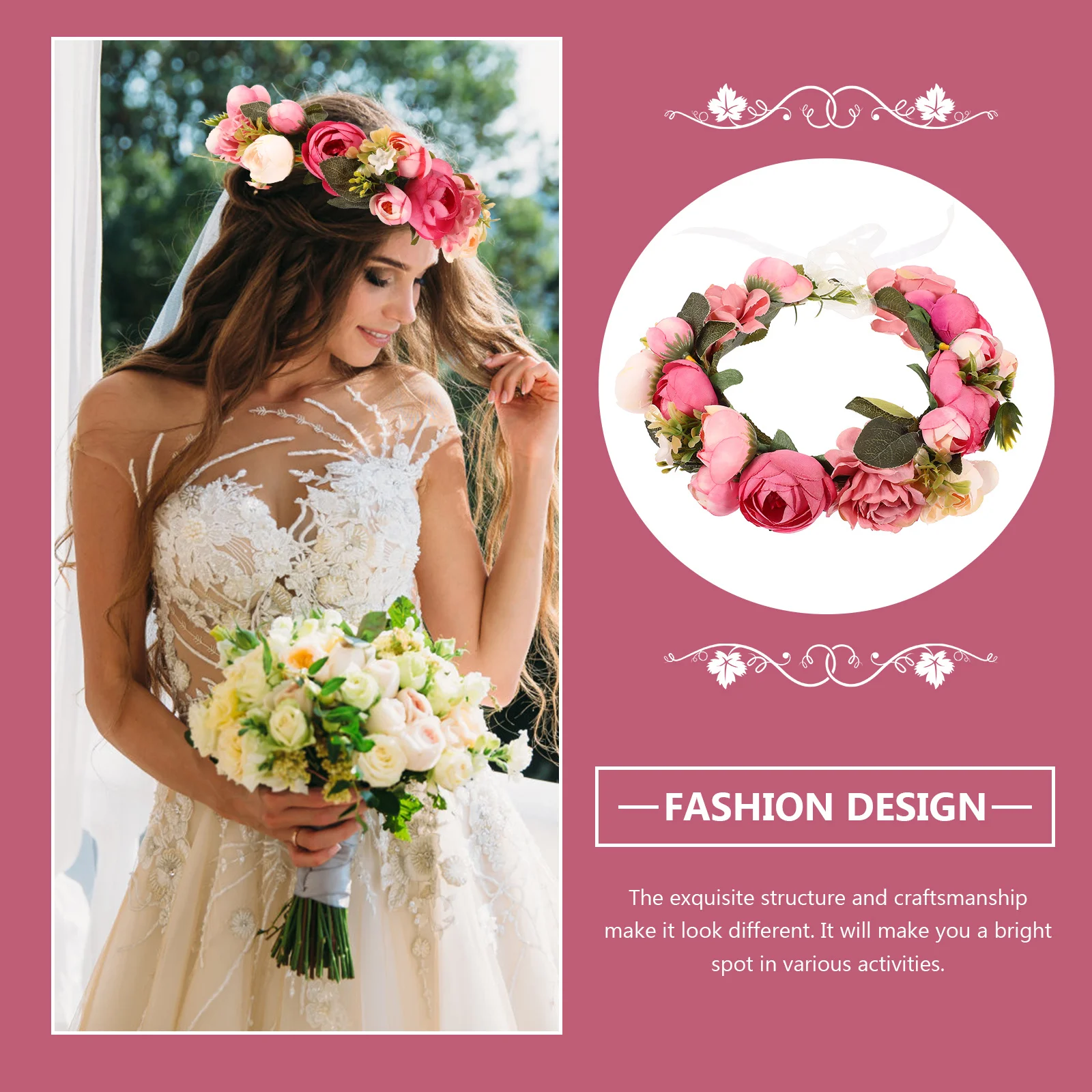 

Chic Bridal Flower Headwear Simulated Flower Headband for Banquet Cosplay Headband for Girl Creative Headwear Women Headdress