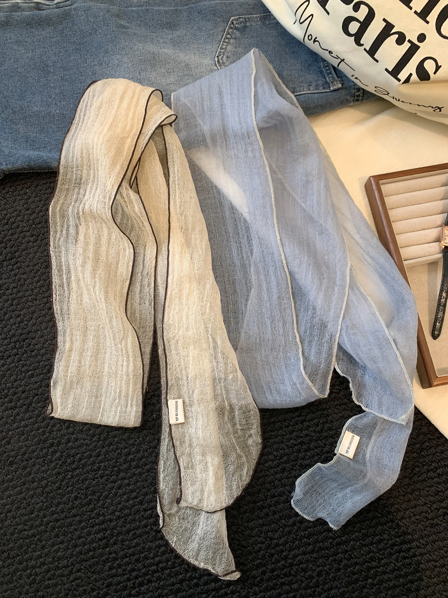 Retro Japanese Style Long Scarf Thin Cotton Linen Sash Women's Spring Summer Outerwear Necktie Versatile Multifunctional Scarf